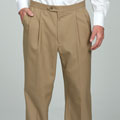 Sansabelt Men's Camel Pleated Wool Trousers