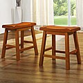 Salvador Saddle Back 18-inch Oak Stools (Set of 2)