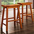 Salvador Saddle Back 24-inch Oak Stools (Set of 2)