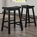 Salvador Saddle Back 24-inch Stool in Black Sand-Through (Set of 2)
