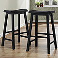 Salvador Saddle Back 29-inch Stool in Black Sand-Through (Set of 2)