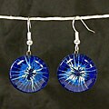 Black Hole on Blue Round Glass Earrings (Chile)