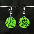 Green Doodles Round Glass Earrings (Chile)