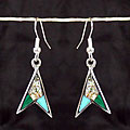 Silver Turquoise and Abalone Arrow Earrings (Mexico)