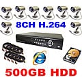 8-channel H.264 DVR Surveillance System Kits with 8 Night Vision Cameras