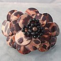 Leopard Mother of Pearl and Onyx Flower Cuff Bracelet (Thailand)