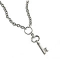Sterling Silver Diamond Accent Key Charm Necklace