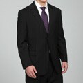 Luca Bertoni Men's Black Pinstripe Two-button Wool Suit