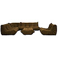 Microfiber Brown 5-piece Living Room Set