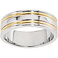 14k Gold Overlay Men's Double Rail Band (7 mm)