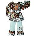 Ann Loren Boutique Girl's Smocked Floral Cheetah Shirt and Pants Set