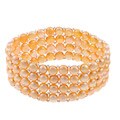 Yellow Freshwater Button Pearl 4-row Stretch Bracelet (6-7 mm)