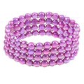 Purple Freshwater Button Pearl 4-row Stretch Bracelet (6-7 mm)