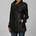 Collezione Italia Women's Leather Asymmetrical Placket Trench
