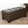 Bonded Leather Storage Ottoman with Tufted Top