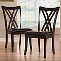 Almeria Espresso Double X-back Faux Leather Chairs (Set of 2)