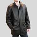 Izod Men's Big and Tall Black New Zealand Lamb Leather Car Coat