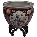 Imari Porcelain Fishbowl and Cross Stand