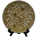 White and Gold Scroll Round Porcelain Plate