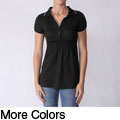 Illusion Junior's Polo Collar Babydoll Top