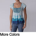 Derek Heart Junior's Knit Twin Print Square-necked Top