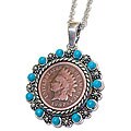 Indian Head Penny and Turquoise Bead Pendant Necklace