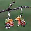 'Precious Fruit' Pearl and Peridot Cluster Earrings (5 mm) (Thailand)