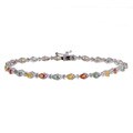 Sterling Silver Multi-colored Sapphire Bracelet