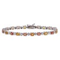 Sterling Silver Yellow and Orange Sapphire and Diamond Accent Bracelet