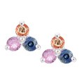 Sterling Silver Pink, Blue and Orange Sapphire Earrings