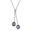 Sterling Silver Black Freshwater Pearl Necklace (9-9.5 mm)