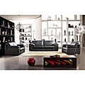 EuroDesign Black 3-piece Leather Sofa Set