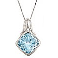 Dyach Sterling Silver Cushion-cut Blue Topaz Necklace