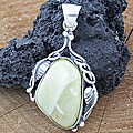 Sterling Silver Leaf Milky Baltic Amber Pendant (Poland)