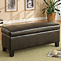 Florenville Brown Faux Leather Storage Ottoman