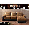 Beverly Brown Fabric and Leather Sectional Sofa