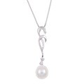 Sterling Silver Freshwater Pearl and Cubic Zirconia Necklace (9.5 mm)