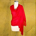 Silk and Cashmere Wool 'Red Romance' Shawl (India)