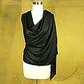 Silk and Cashmere Wool 'Ebony Elegance' Shawl (India)