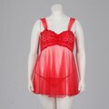 Illusion Women's Red Sheer Stretch Lace Babydoll