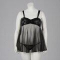 Illusion Women's Black Sheer Stretch Lace Babydoll