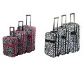 Zebra Pattern Expandable 3-Piece Upright Luggage Set