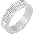 White Rhodium Overlay Triple Row Serrated Center Band (5 mm)