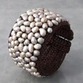 Handmade Wide Mosaic Grey Pearls Wire Cuff Bracelet (Thailand)