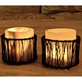 Set of 2 Alabaster Tealight Holders and Wire Nests (Egypt)