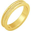 14k Gold Overlay Women's Double Row Serrated Center Wedding Band (4 mm)