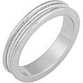 White Rhodium Overlay Men's Serrated Center Band