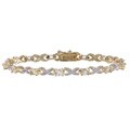 Gold over Silver Green Amethyst 'X and O' Bracelet
