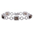 Sterling Silver Smokey Quartz and Diamond Accent Link Bracelet