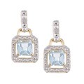 Gold over Silver Blue Topaz and Diamond Accent Dangle Earrings
